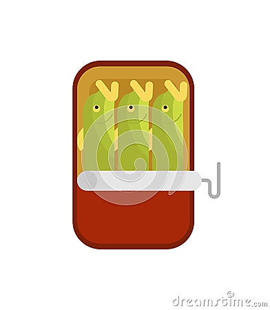 Canned fish isolated. preserve piscineÂ tinned goods. Vector illustration Vector Illustration